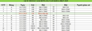 🗓 LỊCH THI ĐẤU GIẢI BÓNG ĐÁ NAM KHOA ĐIỆN 2025 ⚡