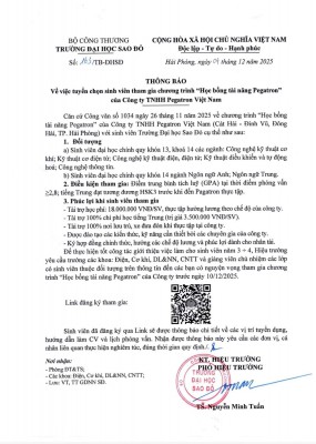 Trường Đại học Sao Đỏ trân trọng thông báo về việc...