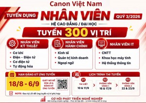 CANON VIỆT NAM TUYỂN DỤNG NHÂN VIÊN HỆ CAO ĐẲNG/ĐẠI HỌC...